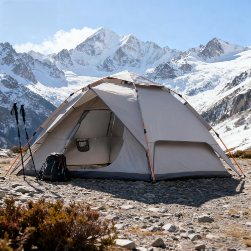 Modern pop up tent in natural setting